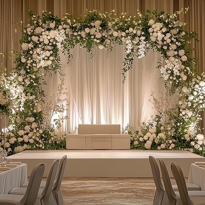Wokceer White Backdrop Curtain for Wedding Parties 2 Pack 10x10FT Wedding Curtains Photo Backdrop Drapes Polyester for Photoshoot Baby Shower Birthday Party Curtains Background 4 Panels 5x10FT