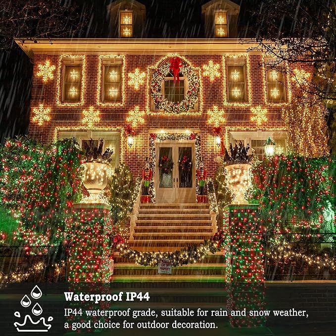 KNONEW 403ft 1000 LED String Lights Outdoor Christmas Lights 8 Modes & Timer Fairy Light Plug in Waterproof LED String Lights for Xmas Yard Tree Wedding Party Holiday Decorations (Red and Green)