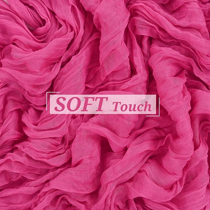 Showgeous 10 Pack Hot Pink Cheesecloth Table Runner, 10FT Long Semi-Sheer Boho or Rustic Gauze Table Runner Wedding Table Decor for Wedding Decor Arch Draping Bridal Shower Holiday Party