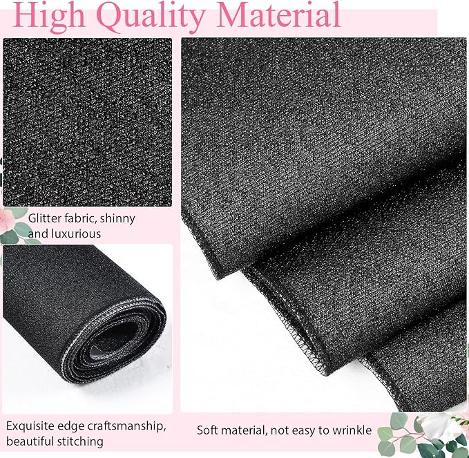 Shihanee Sequin Aisle Runner for Wedding Glitter Rug with Carpet Tape Sparkly Prom Outdoor Floor Birthday Carpet Runner for Ceremony Event Graduation Party(2 x 15 ft,Black)