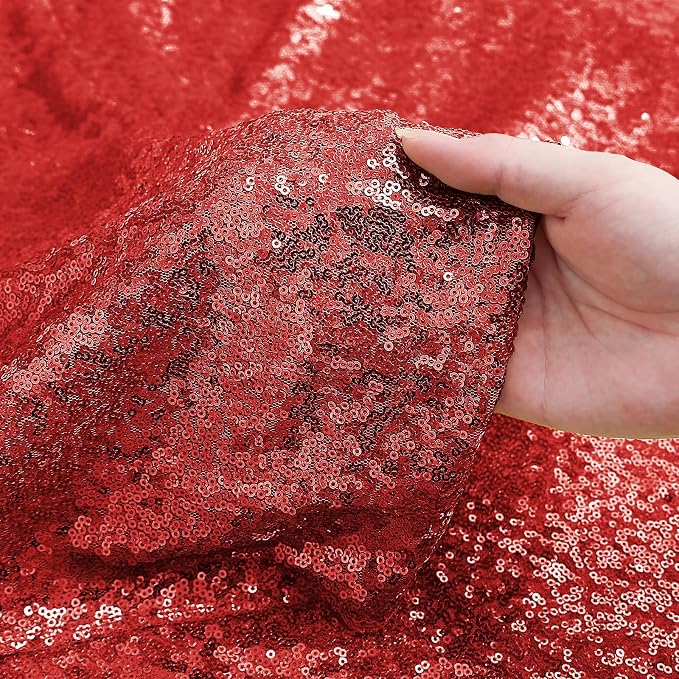 Sugargirl 10 Packs 12 x 72 inches Sequin Table Runner, Glitter Red Table Runner for Birthday Party Supplies Wedding Holiday Celebration Event Decorations