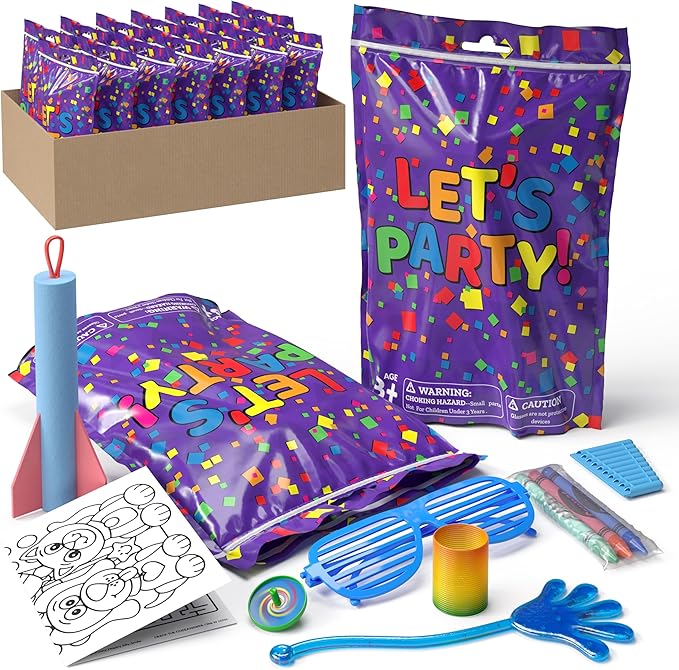 Crown Display Party Favors for Kids 10 Pre Filled Party Favor Bags - Let's Party Fun Goodie Bags Stuffers for Kids with Fidget Toys and Small Toys Goody Bag Stuffers - Party Favors for Kids 4-8