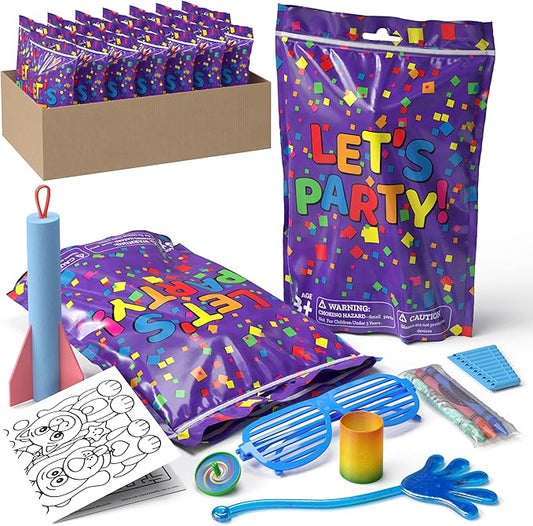 Crown Display Party Favors for Kids 10 Pre Filled Party Favor Bags - Let's Party Fun Goodie Bags Stuffers for Kids with Fidget Toys and Small Toys Goody Bag Stuffers - Party Favors for Kids 4-8