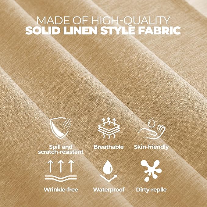 Decorelia Waterproof Round Tablecloth for Round Dining Table, Decorative Rustic Soft Wipeable Table Cloths Cover Indoor Outdoor Use for Holiday,Wedding, Kitchen (70 Inch,Round (4-6 Seats),Beige)