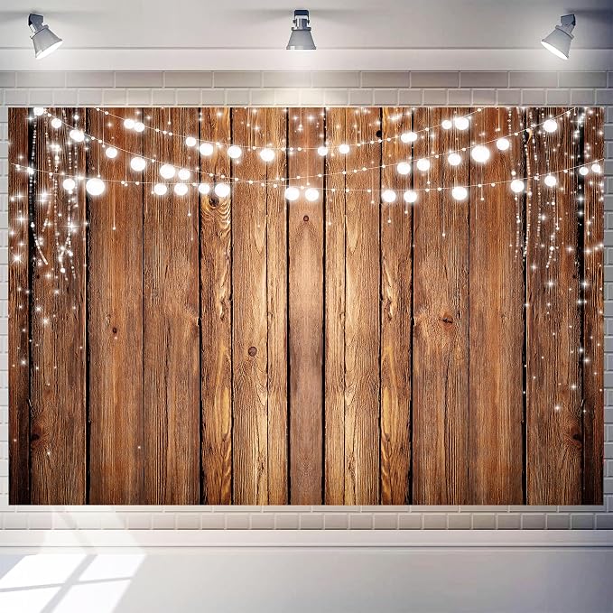 15x10 FT$ Wooden Board Backdrop Large Rustic Wood Background Vintage Brown Floor Photo Props Decorations Polyester for Adults Kids Birthday Banner Baby Shower Portrait Photography Supplies