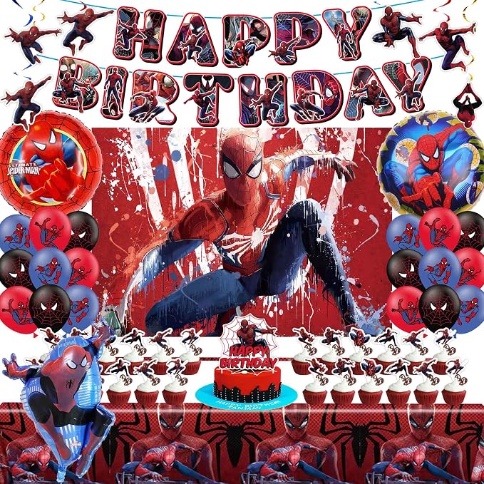 Elegant Birthday Party Supplies Include Backdrop, Banner, Hanging Swirl, Balloons, Tablecloth for Adult Theme Party Decorations