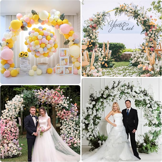Fomcet 7.2FT Round Backdrop Stand Gold Metal Circle Balloon Arch Frame Large Wedding Arch Stand for Birthday Party Anniversary Valentine Wedding Ceremony Decorations