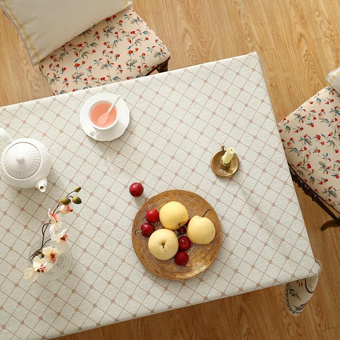 ISAENNE Designer French Linen Rectangular Tablecloth,94"x63"-Bertina E | Elegant French Table Cloth for Rectangle Table,Colorful Floral Pattern,Dining Room,Tea Party,Kitchen,Thanksgiving,Decor