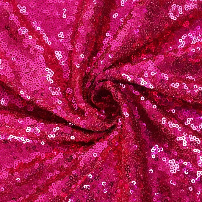 Eternal Beauty Hot Pink Sequin Backdrop, 6x8 Ft Glitter Background Curtains for Mother's Day Shimmer Photography Party Wedding Birthday Back Drop Decor