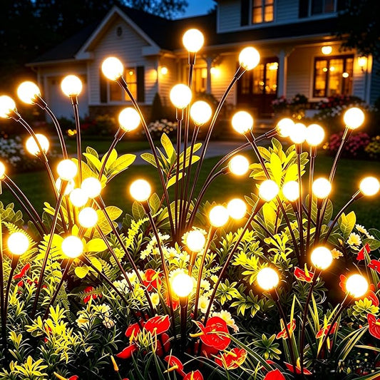 vignuto Solar Lights Outdoor Waterproof 4 Pack of 32 LEDs Garden Patio Firefly Decoration Unique Gifts Women Grandparents