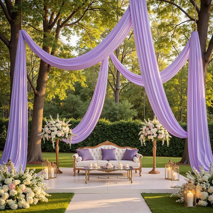 10ftx40ft Taro Purple Ceiling Curtain for Wedding Parties – 2 Panels Wrinkle-Free 40 FT Long Tent Draping Curtains for Wedding, Birthday & Theme Parties, 40ft Height with Rod Pocket