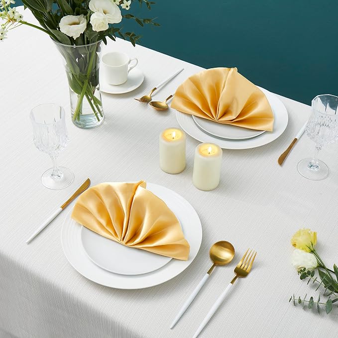 50 Pack Square Satin Dinner Napkins, 20x20 Inches Silky Soft Smooth Table Cloth Napkins for Restaurant Weddings Banquet Party Decoration, Gold