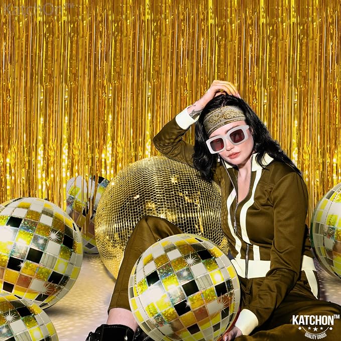 KatchOn, Shiny Disco Ball Balloons - Big 22 Inch, Pack of 12 | Foil Black and Silver Disco Balloons for Disco Ball Decor | Black and Gold Graduation Decorations | Bachelorette Party Decorations