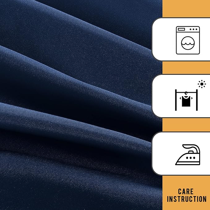Obstal 2 Pack Table Clothes for 8 Foot Rectangle Tables - Water Resistant Washable Fabric Polyester Rectangle Table Cover Protector for Wedding, Banquet and Trade Shows, 96L x 30W Inches, Navy