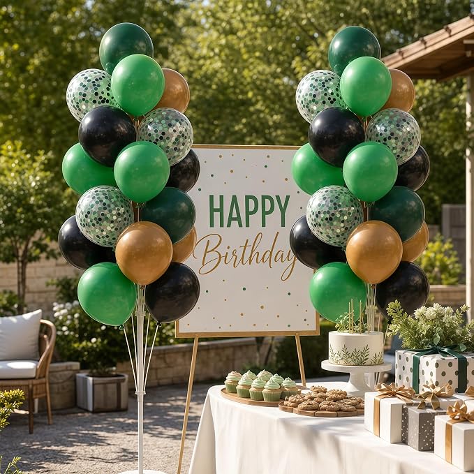 Hiins Balloon Column Kit Set of 2 With Balloons Included - with Base, and Pole,Balloon Tower Backdrop Decoration for Wedding, Baby Shower, Birthday Party, or Bachelorette Parties (Olive Coffee)