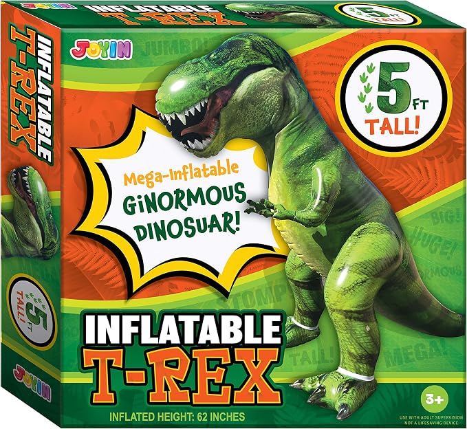 JOYIN 62” Giant T.rex Dinosaur Inflatable for Party Decorations, Birthday Party Gift for Kids and Adults, Dinosaur Pool Toys (Over 5Ft. Tall)