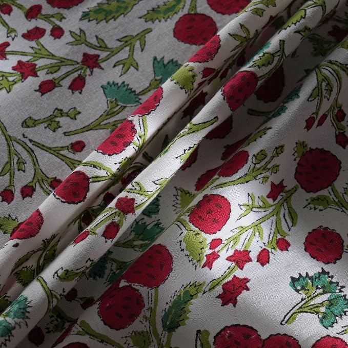 Ridhi Round Tablecloth Hand Block Print 100% Cotton Reusable Garnet Red 110 Inch Table Cover Decorative Everyday Use for Dining, Home, Party, Wedding, Farmhouse, Party Gift for Spring, Mother's Day