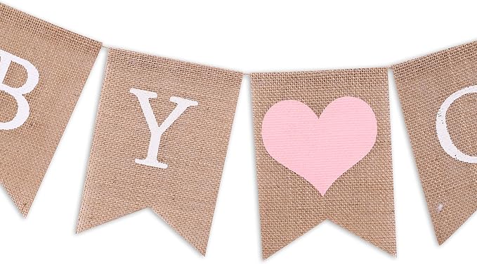 Sweet Baby Girl Burlap Banner - Sweet Baby Boy Shower Decorations, Rustic Baby Shower Decorations, Photo Decoration Props (Sweet Baby Girl Pink)