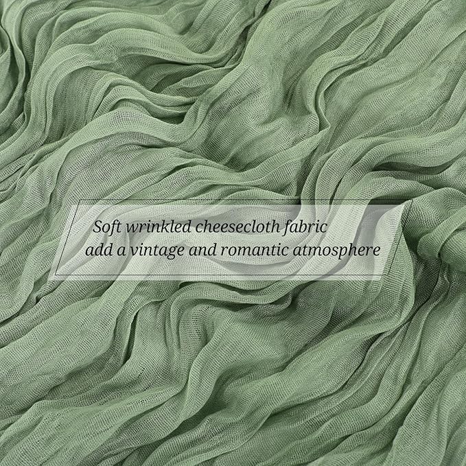 15 Pack Sage Green Cheesecloth Table Runner 17 x 108 Inch Fall Thanksgiving Boho Rustic Farmhouse Gauze Cheese Cloth Runner for Wedding Party Baby Shower Home Decor Holiday Decorations