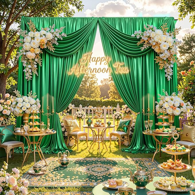 20x10ft Green Sequin Backdrop Curtains, Wrinkle Free Glitter Backdrop Drapes for Wedding Parties Photography Stage Decor, Non-Shedding 4 Panels Set (5x10ft Each)