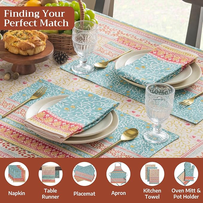 Maison d'Hermine Table Cloth Rectangle Table 100% Cotton 70 x 90 Inches Tablecloth Reusable Decorative Everyday Use for Dining Room, Farmhouse, Home, Party, Festive & Wedding - Carpo