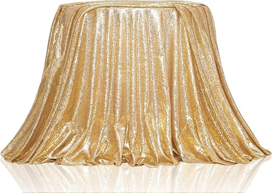 PartyDelight Light Gold Sequin Tablecloth Round 108" Table Linen for Wedding, Banquet, Party