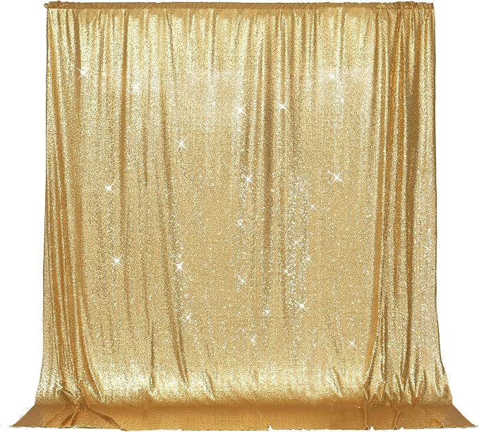 PartyDelight Gold Sequin Backdrop 6x6ft 4 Inch Rod Pocket | Dense 3mm sequins on mesh backing with 4 inch rod pocket for full body photos ceremony arches party walls and stage displays
