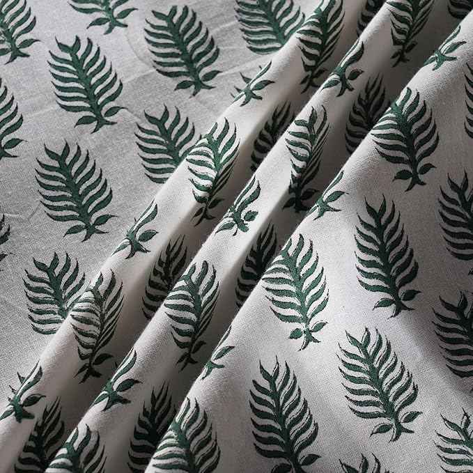 Ridhi Round Tablecloth Hand Block Print 100% Cotton Reusable Emerald Green 110 Inch Table Cover Decorative Everyday Use for Dining, Home, Party, Wedding, Farmhouse, Party Gift for Spring, Mother's Day