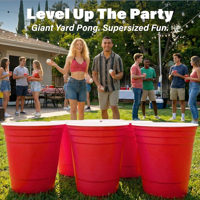 GoPong Giant Yard Pong Outdoor Game - Jumbo Sized PRO Set – Fun Beach and Lawn Party Games for Adults
