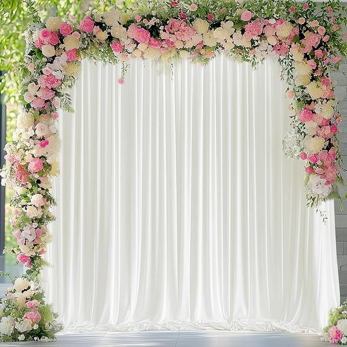 Wokceer Ivory Backdrop Curtain for Wedding Parties 10x10FT Photo Backdrop Drapes for Wedding Polyester for Photoshoot Baby Shower Birthday Party Curtains Background 2 Panels 5x10FT