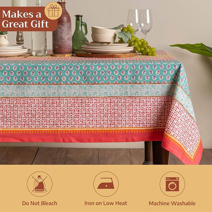 Maison d' Hermine Table Cloth Square Table 100% Cotton 60 x 60 Inches Tablecloth Reusable Decorative for Dining Kitchen Room Farmhouse Party Home Hotel Restaurant Spring Summer - Provence
