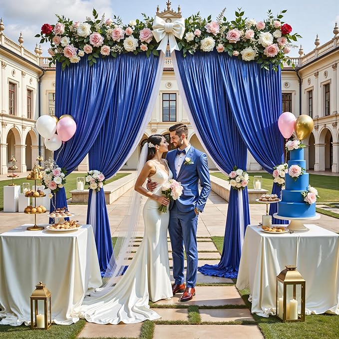 20x10FT Royal Blue Sequin Backdrop Curtain for Party - 4 Panels 5x10FT Wrinkle-Free Shimmer Drapes for Birthday, Wedding, Christmas, Decorations & Photography