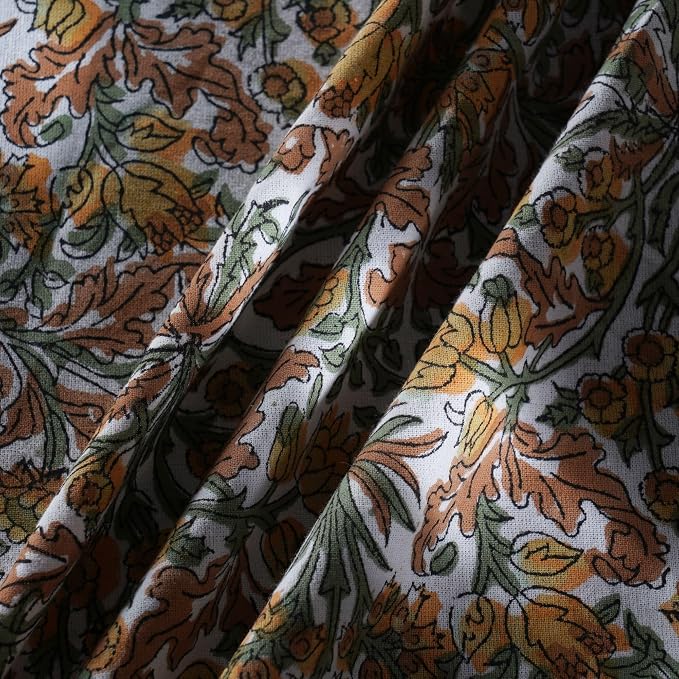 Ridhi Round Tablecloth Hand Block Print 100% Cotton Reusable Goldenrod Yellow 132 Inch Table Cover Decorative Everyday Use for Dining, Home, Party, Wedding, Farmhouse Gift for Spring, Mother's Day