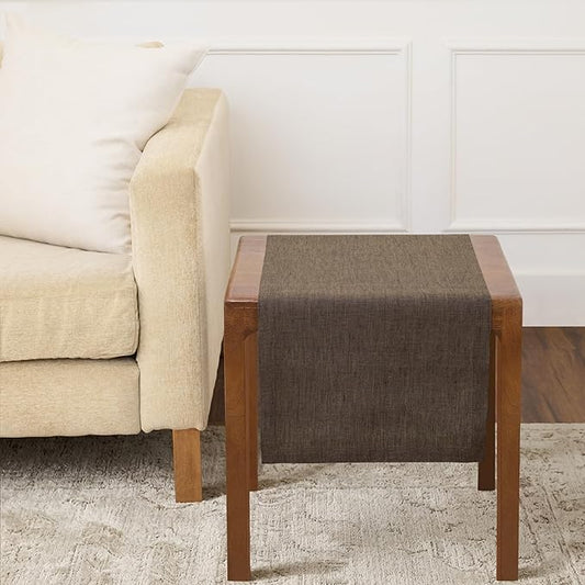 Solino Home Linen Table Runner 36 Inches - 100% Pure Linen Chambray Brown Table Runner 14 x 36 Inch Ideal for Dresser and Coffee Tables - Summer, Mothers Day - Athena