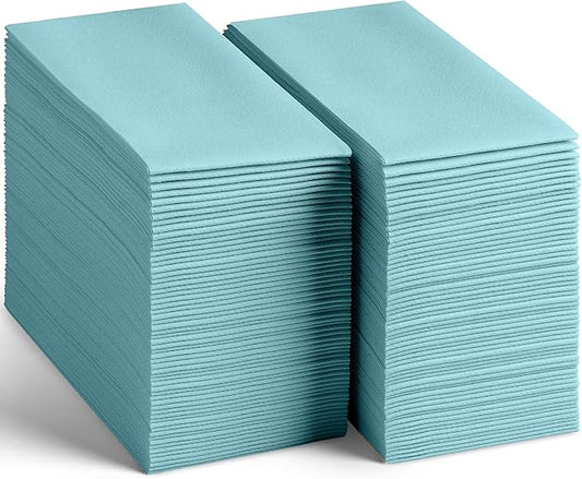 200-Pack Disposable Linen-Feel Pale Blue Napkins, 12" x 17" Cloth-Like Paper Dinner Napkins For Wedding, Bathroom, Party Or Event
