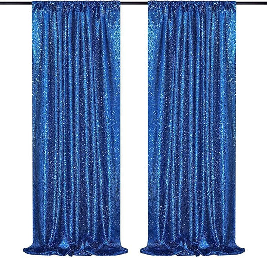 B-COOL Royal Blue Sequin Backdrop Curtains 2 Packs 2ftx8ft Sparkly Backdrop Fabric Glitter Backdrop for Party Ceremony Wedding Background Decoration
