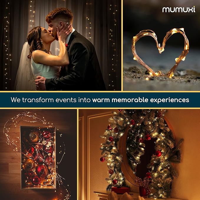 MUMUXI 24 Pack 7.2ft Fairy Lights Battery Operated String Lights, 20 Mini Battery Powered LEDs for Centerpiece Table Decorations, Wedding Party Bedroom Mason Jar Christmas, Warm White