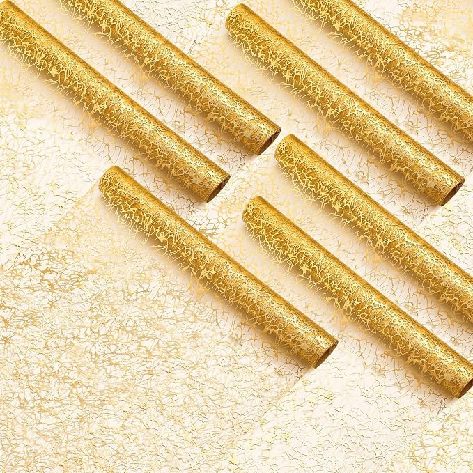 Chumia 12 Pieces Gold Table Runner 12 x 85 Inch Sequin Glitter Table Runner Roll Metallic Thin Mesh Fabric Decor for Christmas Xmas Party Wedding Bridal Shower Birthday Baby Shower Party Supplies