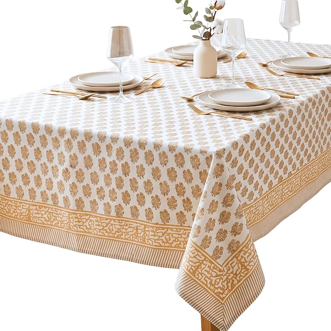 ATOSII Cotton Tablecloth 60" X 60" Inches Ivy Yellow