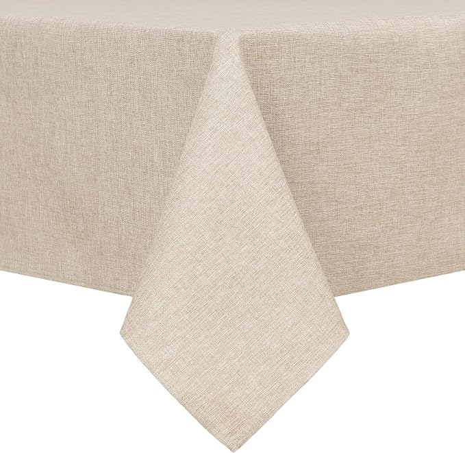 Hiasan Faux Linen Rectangle Tablecloth - Wrinkle and Stain Resistant Washable Table Cloth for Kitchen Dining Room Holiday Table Cover for Party Dinner, Beige, 70 x 108 Inch