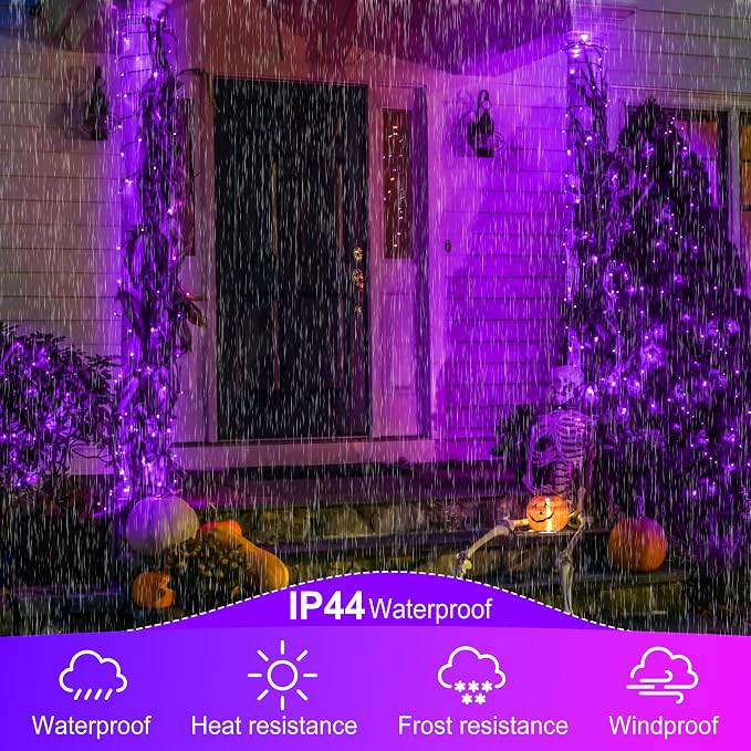 kemooie 500 LED Purple Christmas Lights, 164 FT 8 Lighting Mode Plug in Waterproof Christmas Lights Outdoor, for Birthday Christmas Wedding Party Garden Balcony Decor (Purple)