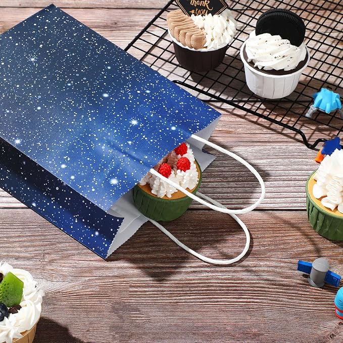 Marspark 32 Pieces Galaxy Bags Starry Gift Goodie Pouch Space Party Favor Bags Galaxy Treat Candy Bag for Space Stars Themed Birthday Decorations Supplies