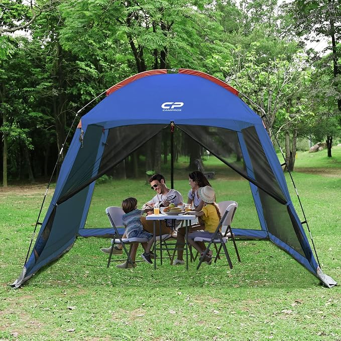 CAMPROS CP Screen House Room with 1 Pc Removal Wind/Sun Panel Canopy Tent Camping Tent Screen Shelter Gazebos for Patios Outdoor Camping Activities, 10'X10'X86in(H) - Blue