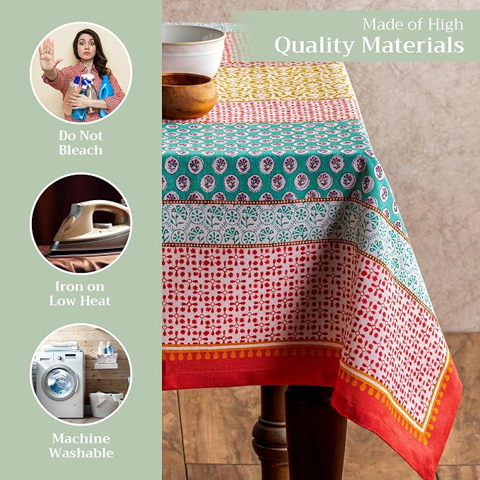 Maison d' Hermine Table Cloth Rectangle Table 100% Cotton 70 x 90 Inches Tablecloth Reusable Decorative for Dining Kitchen Room Farmhouse Party Home Hotel Restaurant Spring Summer - Provence