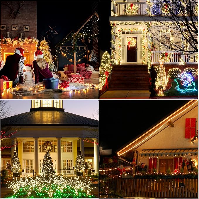 LAMPHOME 33ft Christmas Decorative Mini Lights, 100 LED Transparent Wire Fairy Starry String Lights Plug in, 16 Lighting Modes, for Indoor Outdoor Xmas Tree Wedding Party Decoration (Warm White)