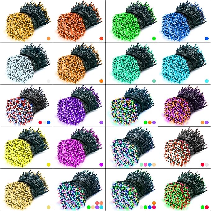 35 Colors Changing Christmas Lights, 98FT 300 LED Halloween String Lights Green Wire with Remote, Waterproof Twinkle Light for Xmas Tree Holiday Party Indoor Outdoor