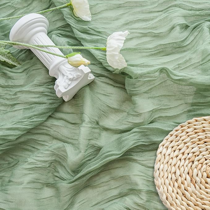 Sage Green Cheesecloth Table Runner Fall Autumn Decor 10ft Table Cloth for Wedding Party Baby Bridal Shower Birthday Halloween Thanksgiving Decoration