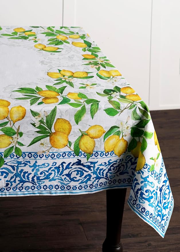Maison d' Hermine Table Cloth Rectangle Table 100% Cotton 60 x 120 Inches Tablecloth Reusable Decorative for Dining Kitchen Room Farmhouse Party Home Hotel Restaurant Spring Summer - Cedrat