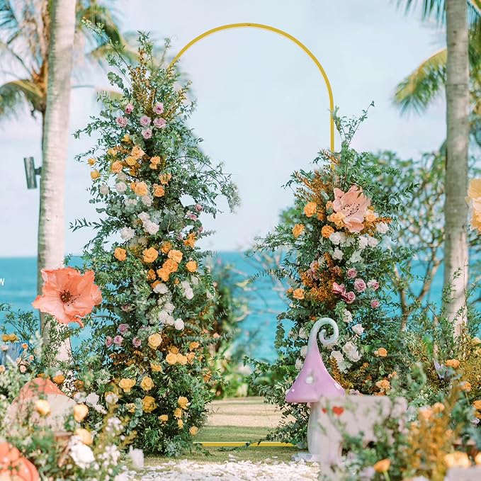Wokceer 6 FT Wedding Arch Backdrop Stand and White Arches Cover, Metal Arch Backdrop Stand with Cover for Birthday Party Wedding Ceremony Bridal Baby Shower Event Decor
