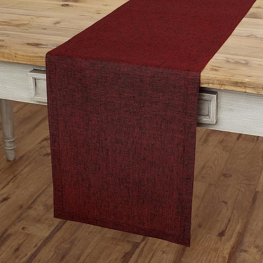 Solino Home Linen Table Runner 72 Inches Long - Athena, 100% Pure Linen Red Garnet Dining Table Runner 14 x 72 Inch for Mothers Day, Memorial Day